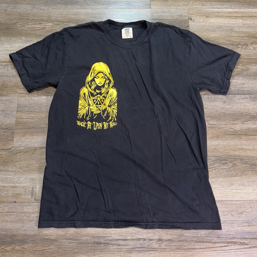 Comfort Colors Black Graphic Shirt Mens/Unisex Large "Magic Be Upon My Roll"